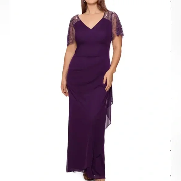 Xscape | Dresses | Xscape Embellished Chiffon Column Gown | Poshmark